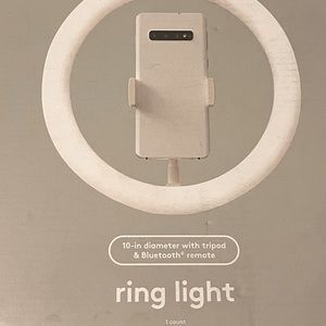 Ring light 10inch diameter extendable tripod Bluetooth remote